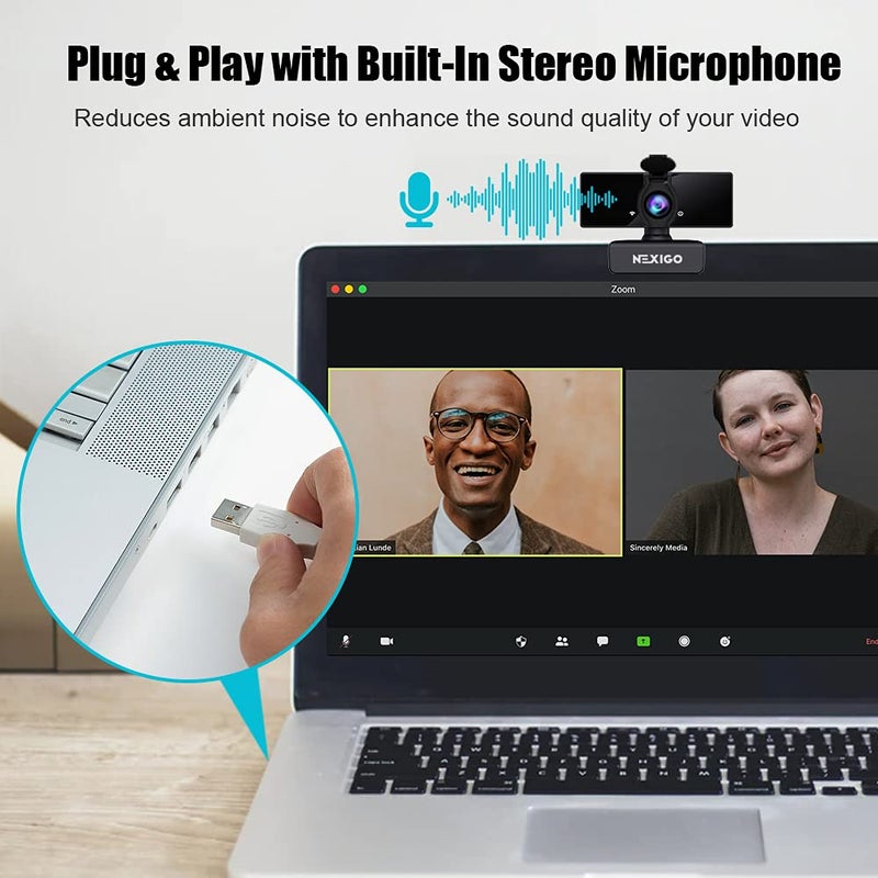 NexiGo N660 1080P Business Webcam, Dual Microphone & Privacy Cover, USB FHD Web Computer Camera, Plug and Play, for Zoom/Skype/Teams/Webex, Laptop MAC PC Desktop - Image 5
